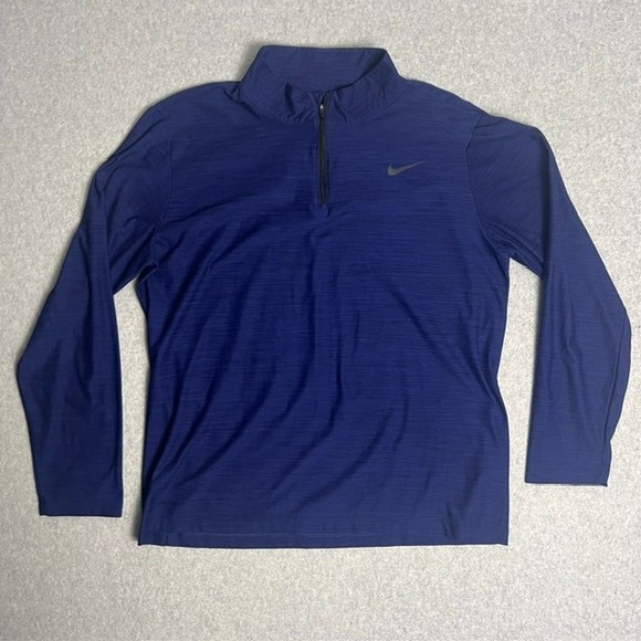 Nike Dri-FIT Men;s Blue Quarter Zip Long Sleeve Pullover Top Size Large - Picture 1 of 6